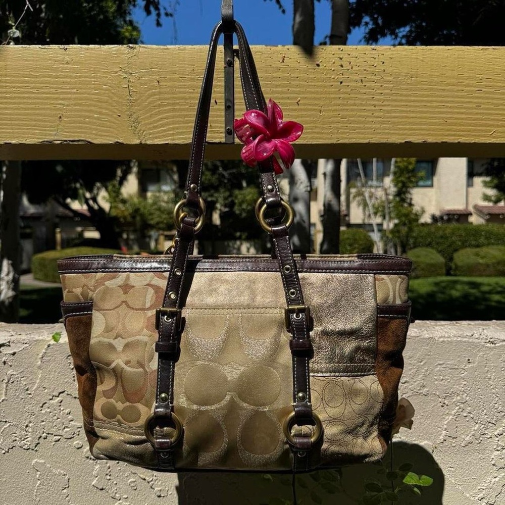 Y2k Brown Coach Patchwork Tote - image 5